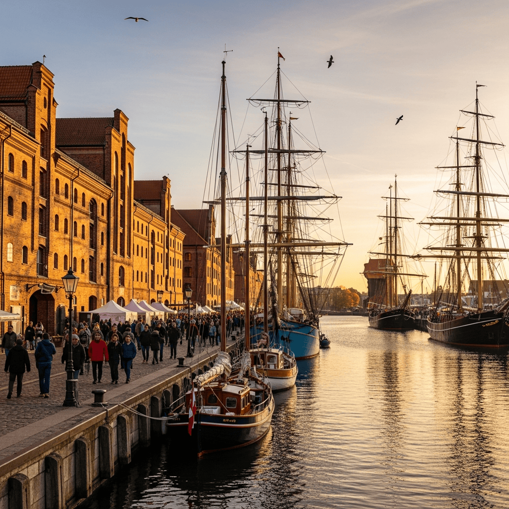 Traditionssegler bei der Hanse Sail im Rostocker Stadthafen