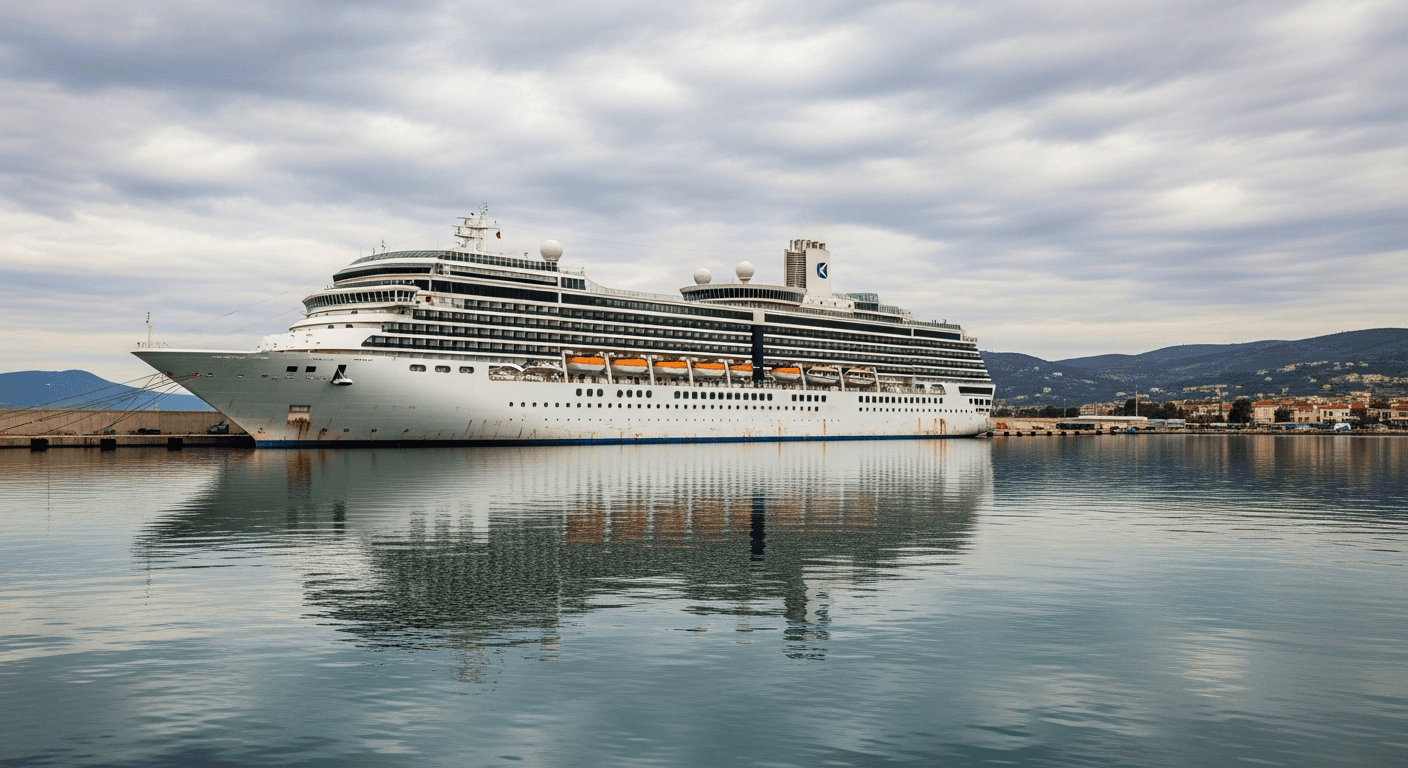 Kreuzfahrtschiff Veendam: 30 Jahre im Hafen von Aigio