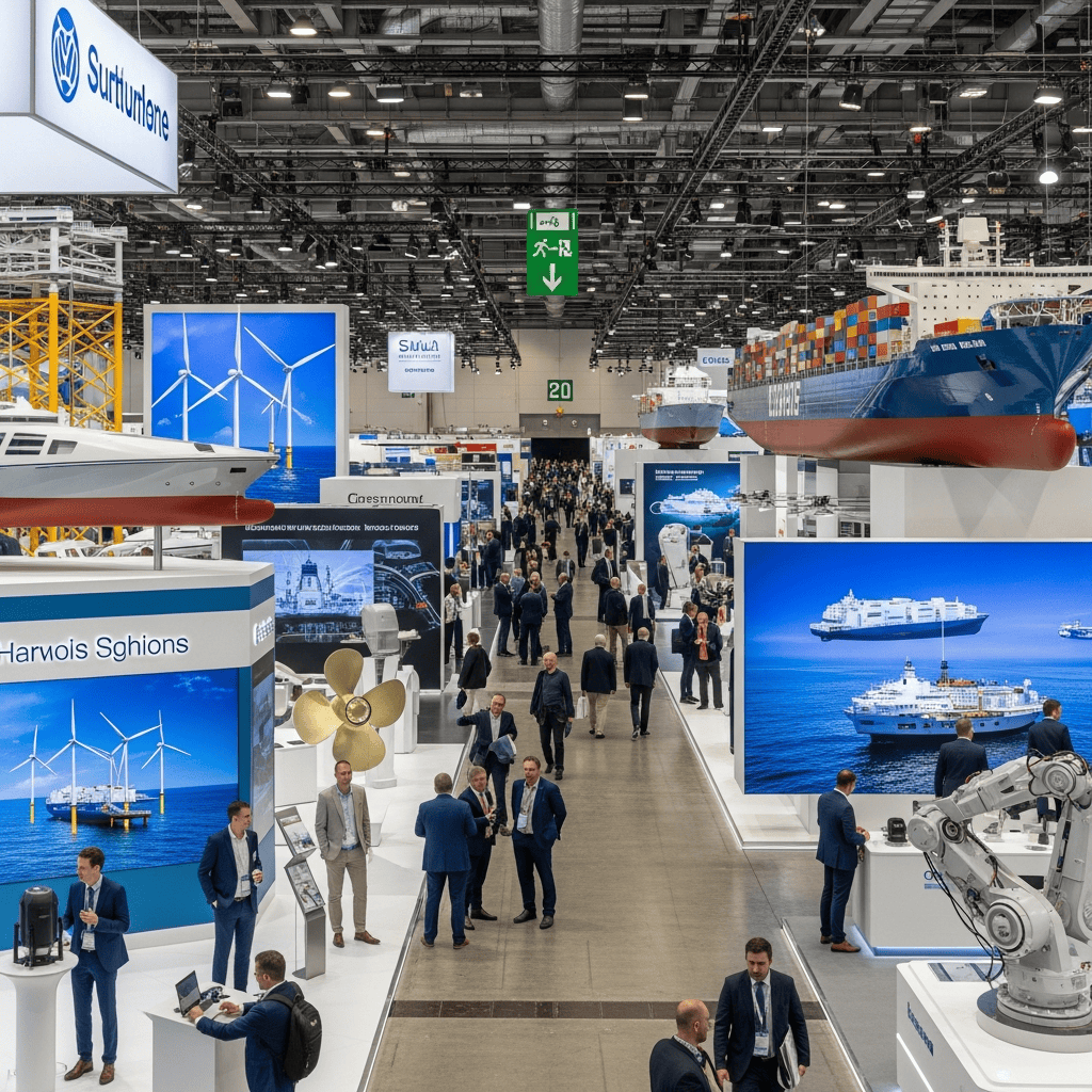 Messehalle der SMM Hamburg mit maritimer Fachausstellung