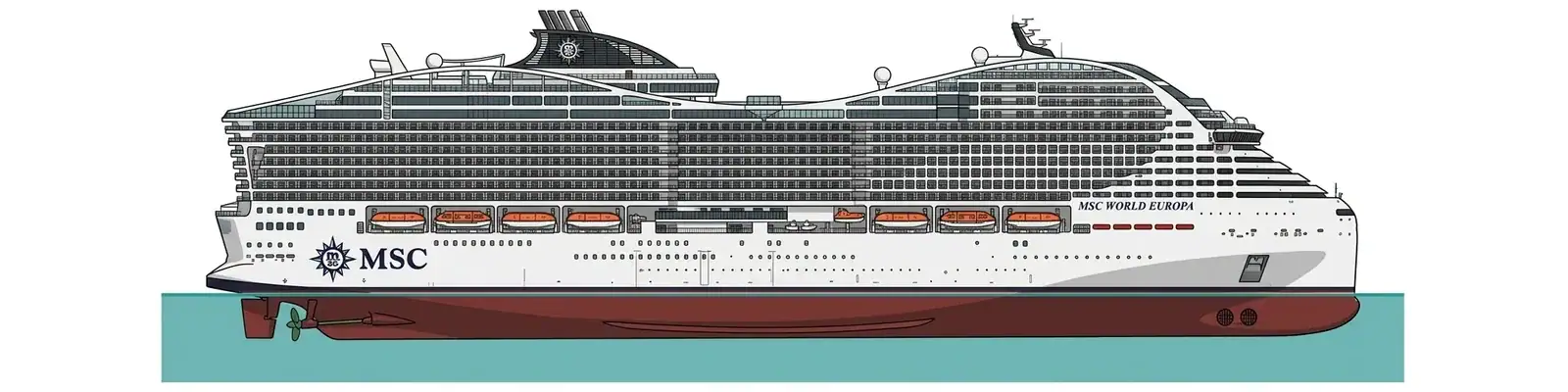 MSC World Europa – Seitenansicht (Illustration)