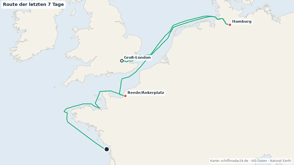 Route der Hanseatic Spirit in den letzten 7 Tagen