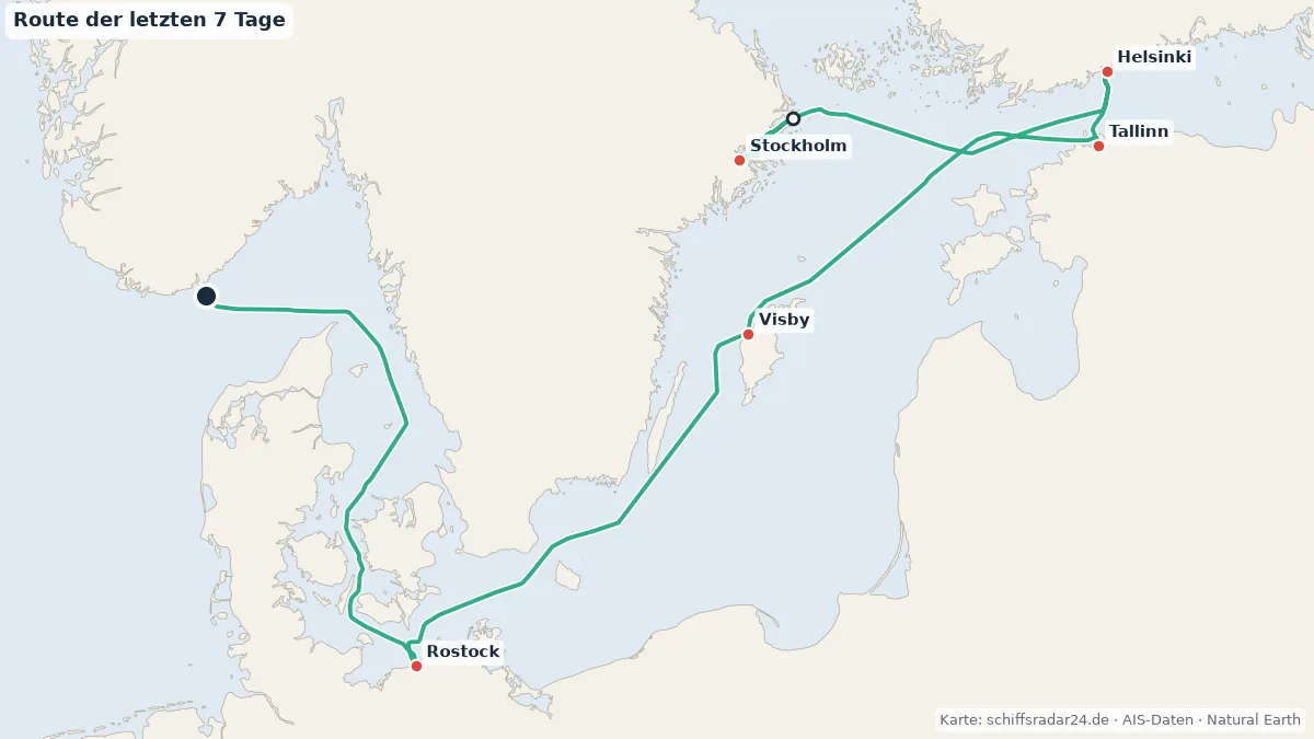 Route der AIDAluna in den letzten 7 Tagen