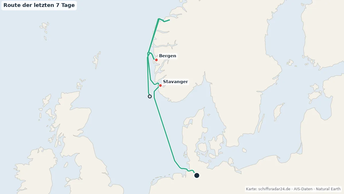 Route der COSTA FAVOLOSA in den letzten 7 Tagen