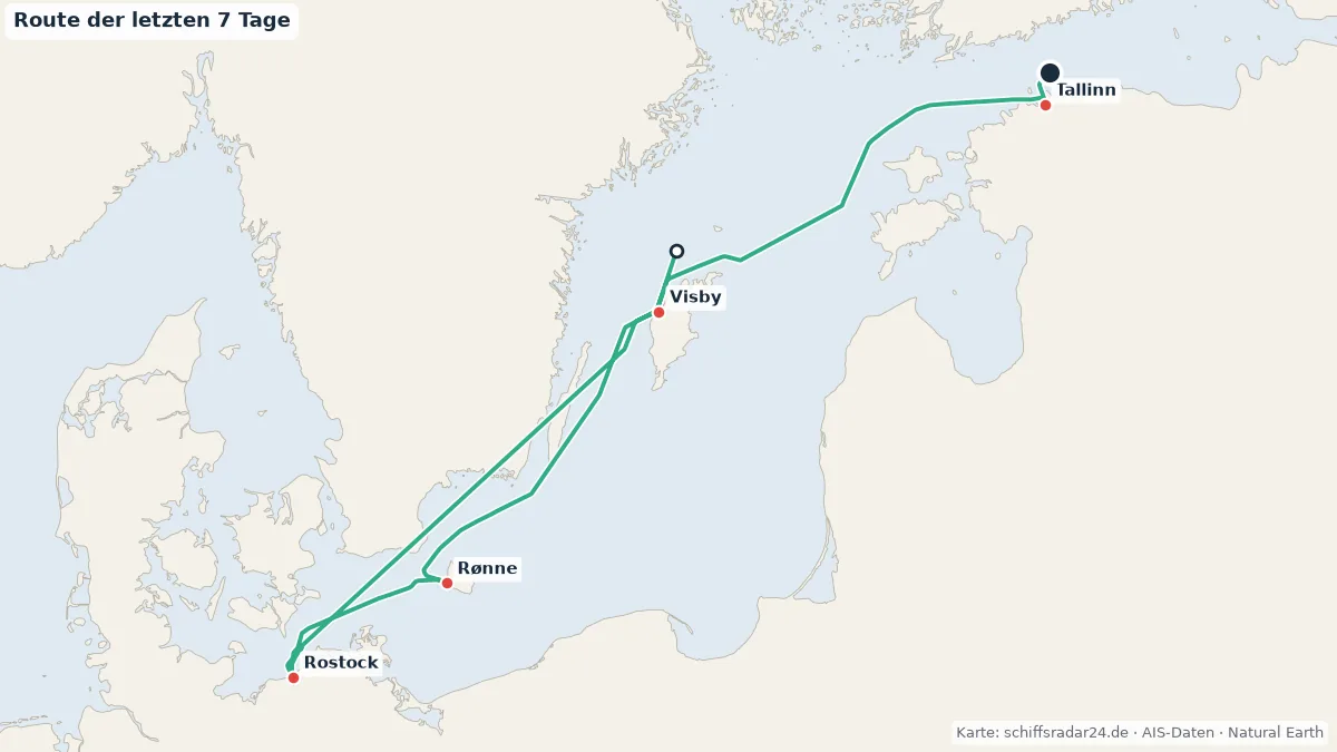 Route der AIDAmar in den letzten 7 Tagen