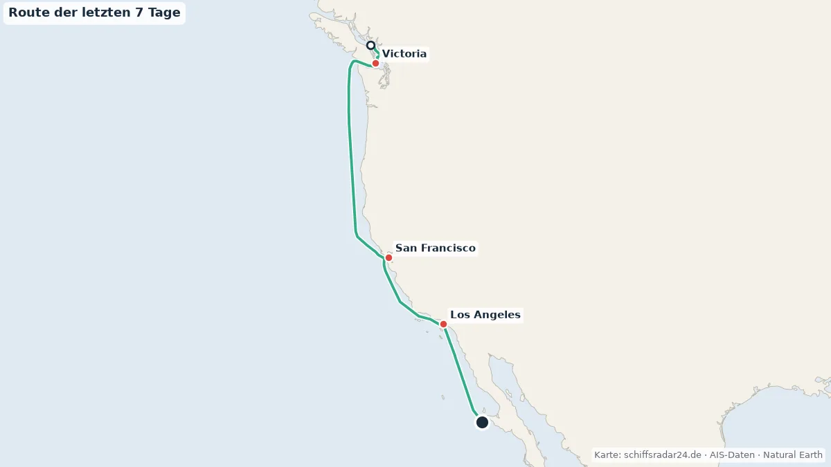 Route der CELEBRITY SUMMIT in den letzten 7 Tagen