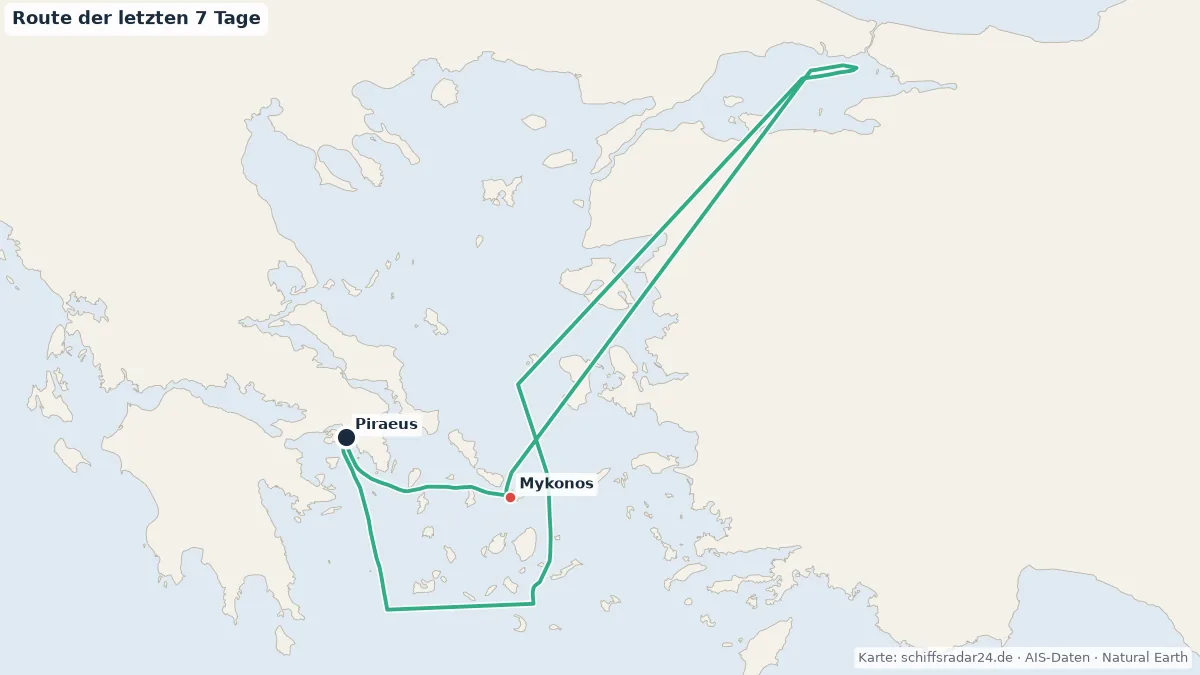 Route der Mein Schiff 5 in den letzten 7 Tagen