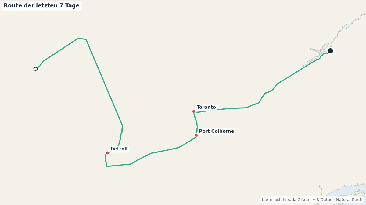 Route der VIKING OCTANTIS in den letzten 7 Tagen
