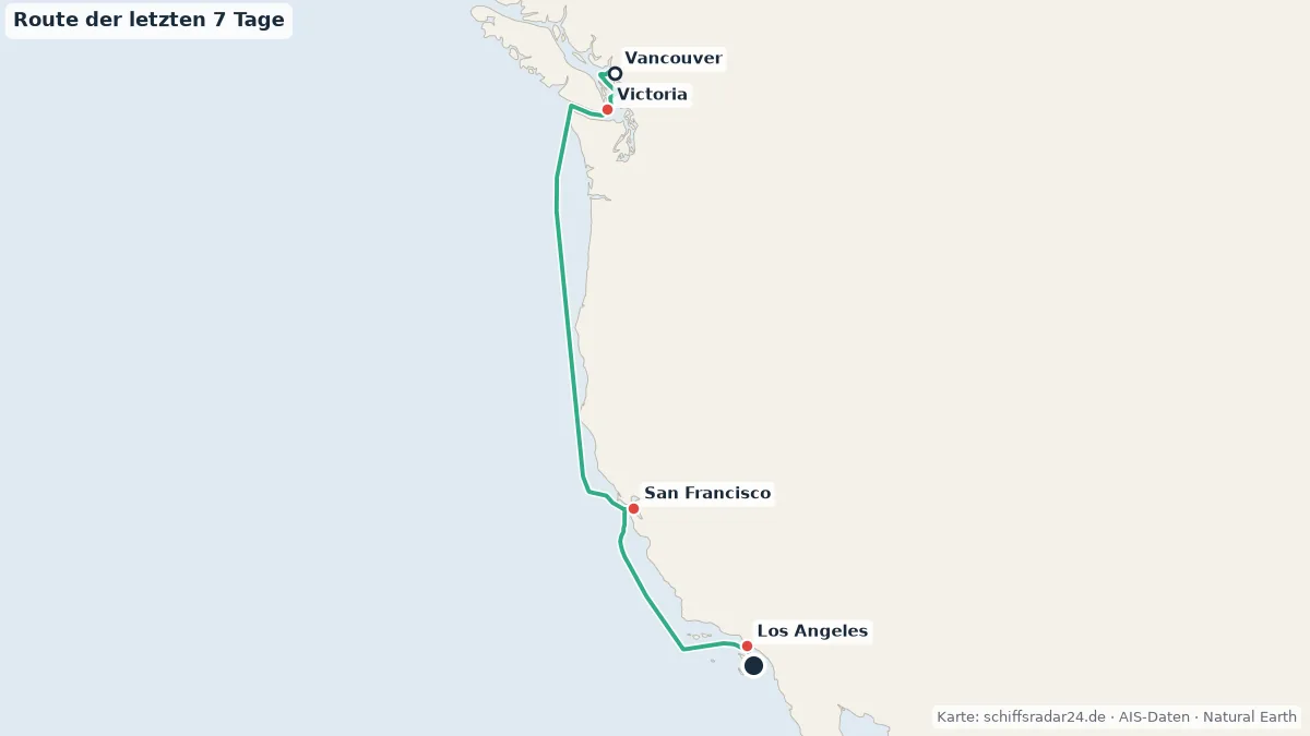 Route der STAR PRINCESS in den letzten 7 Tagen