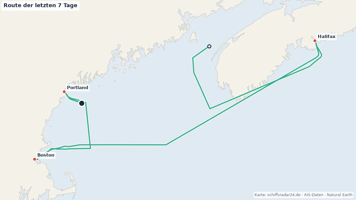 Route der NORWEGIAN BREAKAWAY in den letzten 7 Tagen