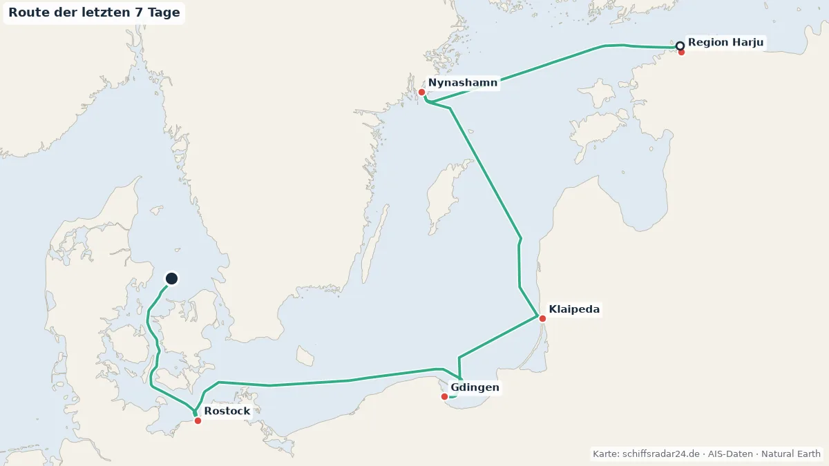 Route der NORWEGIAN SUN in den letzten 7 Tagen