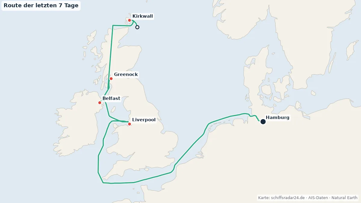 Route der MSC PREZIOSA in den letzten 7 Tagen