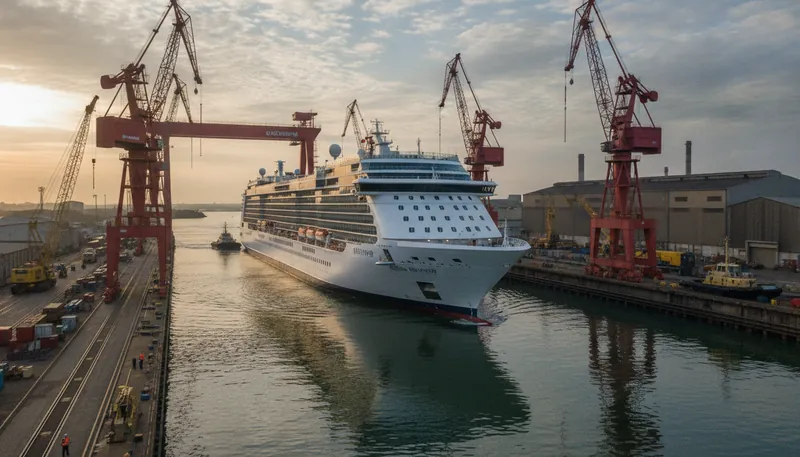 KI-generiertes Symbolbild: MSC World Atlantic bei Chantiers de l’Atlantique aufgeschwommen