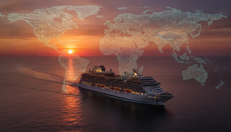 KI-generiertes Symbolbild: AIDAmar startet 2028 zur ersten Weltreise ab Warnemünde